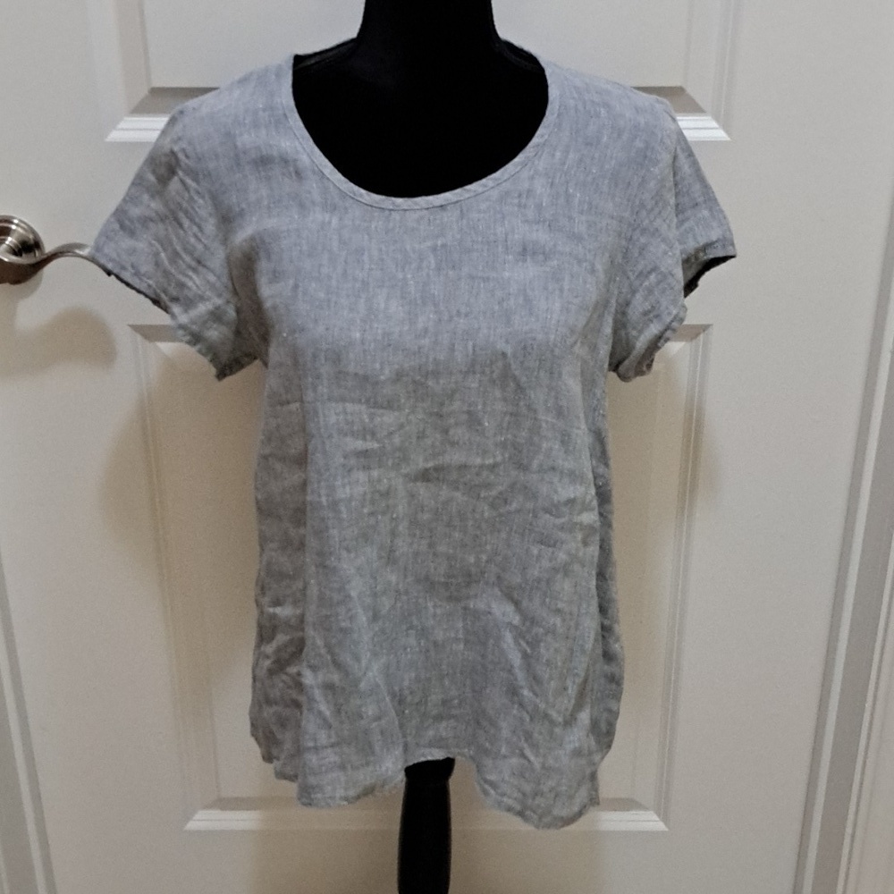 FLAX 100% linen grey made in Lithuania top, $129.00